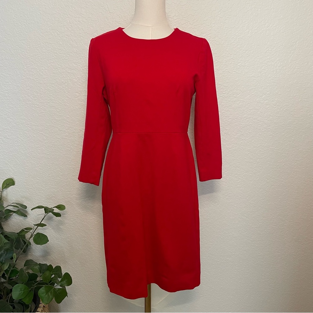 J. Crew Red Long Sleeve Sheath Dress